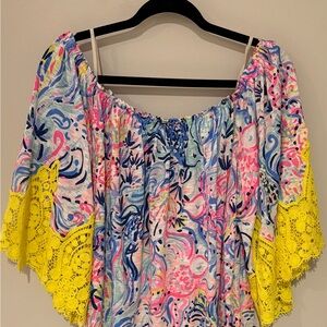 Lilly Pulitzer Multicolored 3/4 Sleeve Ruched Blouse